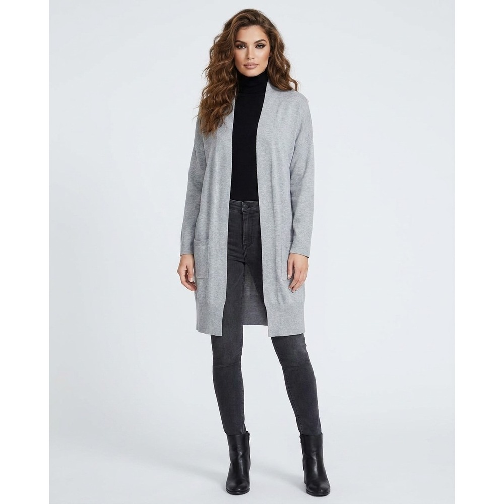 Charlie Paige Duster Cardigan Womens XL Gray Minimalist Academia Preppy Coastal‎